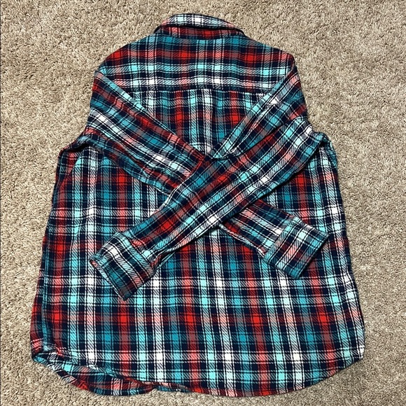 Lands' End Kids Plaid Button Down Shirt - Red, Blue, White - Picture 2 of 3